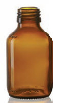 250 ml siroopfles, amber, type 3 geblazen glas